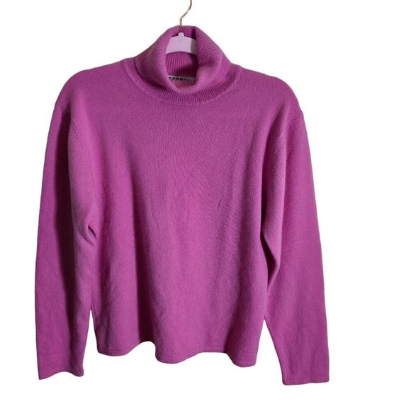 Terryl Vintage 100% Cashmere Pink Turtleneck Sweater Size L - Picture 1 of 4